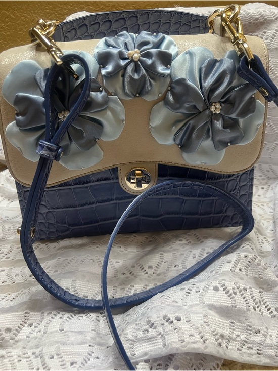 Brahmin Handbags - Brahmin Small Hallie Bellbottom Blue Fleur bag